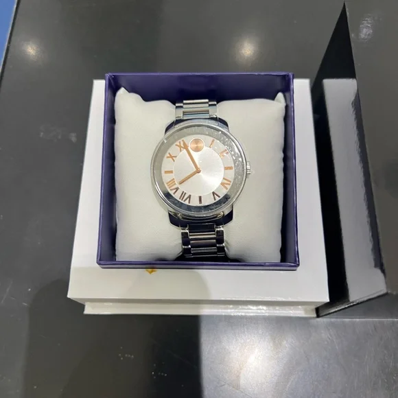 Movado bold women’s silver rose gold watch